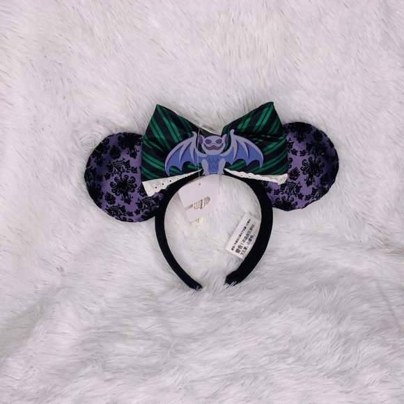 Disney Parks Haunted Mansion Wallpaper Bat Maid Minnie Mouse Ears Headband - Picture 2 of 4